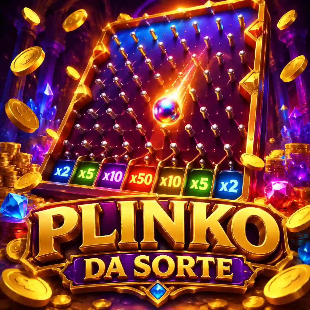 Plinko crash game — bolinha caindo em pinos coloridos